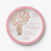 ピンクの女の子テディベア熱い空気バルーンベビーシャワー ペーパープレート (正面)