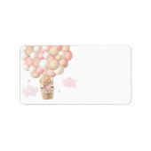 ピンクの女の子テディベア熱い空気バルーンベビーシャワー ラベル (正面)