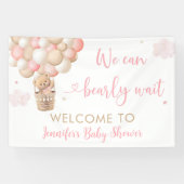 ピンクの女の子テディベア熱い空気バルーンベビーシャワー 横断幕 (横)