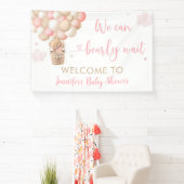 ピンクの女の子テディベア熱い空気バルーンベビーシャワー 横断幕 (インサイチュ)