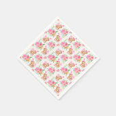 ピンクの女の子テディベア牡丹アイスクリーム スタンダードカクテルナプキン (角)