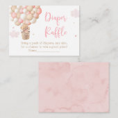 ピンクの女の子テディベア赤ちゃんシャワーおむつラッフル エンクロージャーカード (正面/裏面)