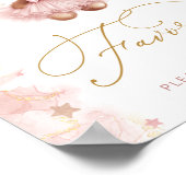 ピンクの女の子テディベア赤ちゃんシャワーの好意 ポスター (角)