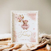 ピンクの女の子テディベア赤ちゃんシャワーの好意 ポスター