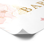 ピンクの女の子テディベア赤ちゃんシャワーへようこそ ポスター (角)