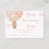 ピンクの女の子テディベア赤ちゃんシャワー推測いくつまで エンクロージャーカード (正面)