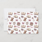 ピンクの女の子テディベア赤ちゃんシャワー新しい章 サンキューカード (裏面)