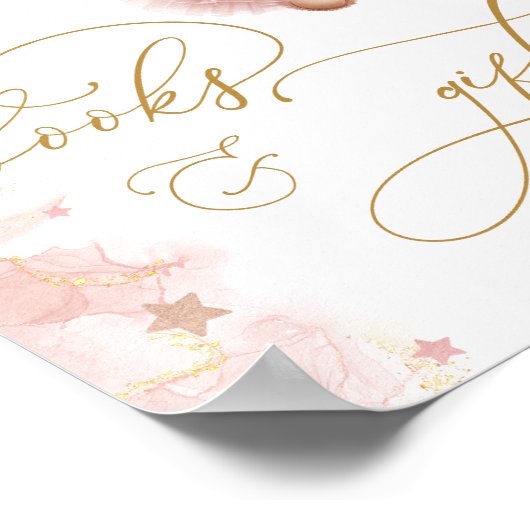 ピンクの女の子テディベア赤ちゃんシャワー本&ギフト ポスター (角)