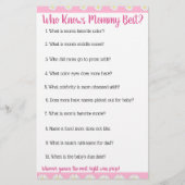 ピンクの女の子デイジーをテーマにした赤ちゃんシャワーゲーム チラシ (裏面)