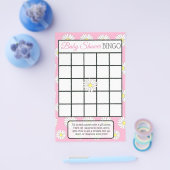 ピンクの女の子デイジーをテーマにした赤ちゃんシャワーゲーム チラシ (シングル)