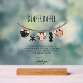 ピンクの女の子ハロウィーンベビーシャワーおむつラッフル アクリルサイン