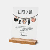 ピンクの女の子ハロウィーンベビーシャワーおむつラッフル アクリルサイン (傾斜)