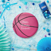 ピンクの女の子バスケットボールの誕生日_チームパーティー ペーパープレート (パーティー)