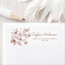 ピンクの女の子バタフライベビーシャワー ラベル