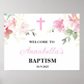 ピンクの女の子バプテスムウェルカムサインポスター ポスター (正面)