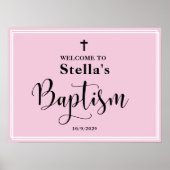 ピンクの女の子バプテスムウェルカムポスター ポスター (正面)
