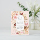 ピンクの女の子ボホウォーター色のフローラパンパ インビテーションポストカード (スタンド正面)