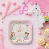 ピンクの女の子妖精の庭最初の誕生日パーティー ペーパープレート (パーティー)