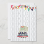 ピンクの女の子象のサーカスのベビーシャワーの招待状 招待状 (裏面)