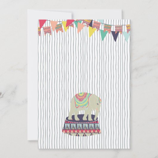 ピンクの女の子象のサーカスのベビーシャワーの招待状 招待状 (裏面)