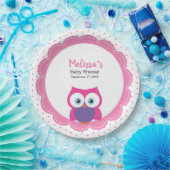 ピンクの女の子魅力的フクロウかわいい表情豊かな目 ペーパープレート (パーティー)