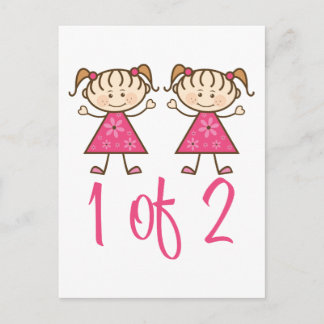 ピンクの女の子2人のうち1人 ポストカード