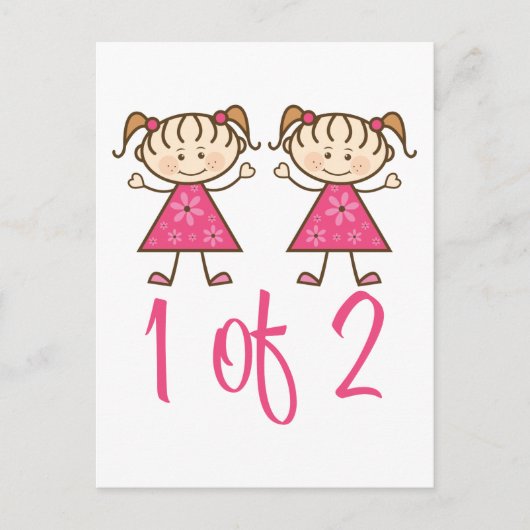 ピンクの女の子2人のうち1人 ポストカード (正面)