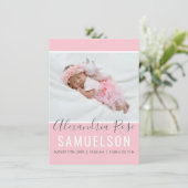 ピンクの女の子、お礼を言うベビーシャワー |写真 サンキューカード (スタンド正面)