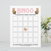 ピンクの女の子 テディベア 招待状 (スタンド正面)