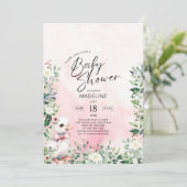 ピンクの女の子 ベビーシャワー 招待状 ガチョウ (スタンド正面)