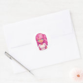 ピンクの女の子 ラウンドシール (封筒)