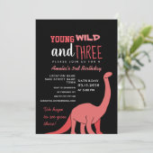 ピンクの女の子 3歳の誕生日招待状 招待状 (スタンド正面)