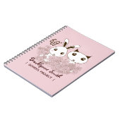 ピンクの女の子 BFF キュートな漫画の子猫とうさぎの子供たち ノートブック (左側)