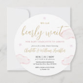 ピンクの女の子Bearly待ってテディベア赤ちゃんシャワー 招待状 (裏面)