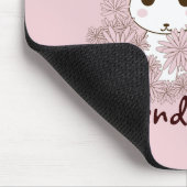 ピンクの女の子BFFかわいい漫画の子猫とバニーの子供 マウスパッド (コーナー)