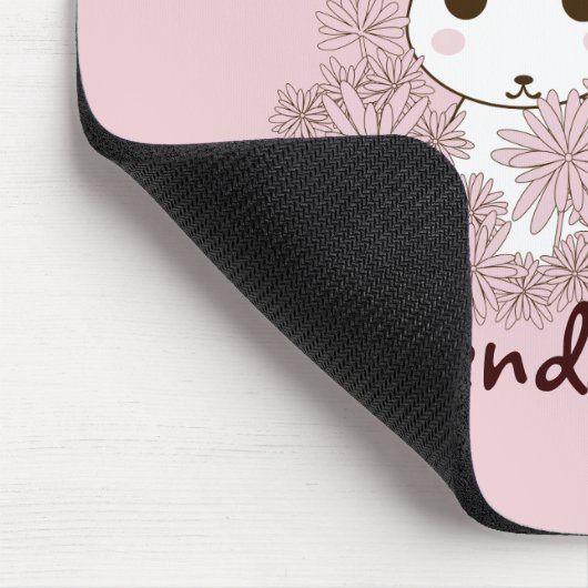 ピンクの女の子BFFかわいい漫画の子猫とバニーの子供 マウスパッド (コーナー)