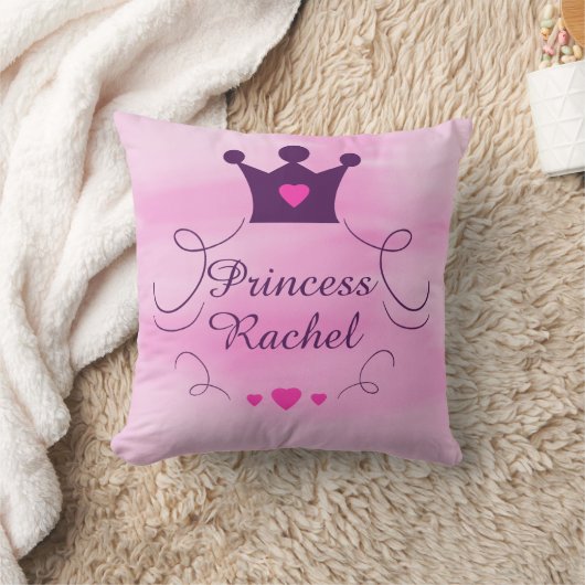 ピンクの女の赤ちゃんのプリンセスの王冠のティアラの皇族のハート クッション (ブランケット)