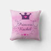ピンクの女の赤ちゃんのプリンセスの王冠のティアラの皇族のハート クッション (正面)