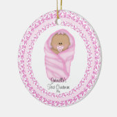 ピンクの女の赤ちゃんのベビーの初めてのクリスマスのオーナメント セラミックオーナメント (左)