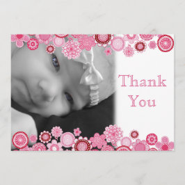 ピンクの女の赤ちゃんの写真のサンキューカードでかわいらしい サンキューカード