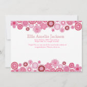 ピンクの女の赤ちゃんの写真のサンキューカードでかわいらしい サンキューカード (裏面)