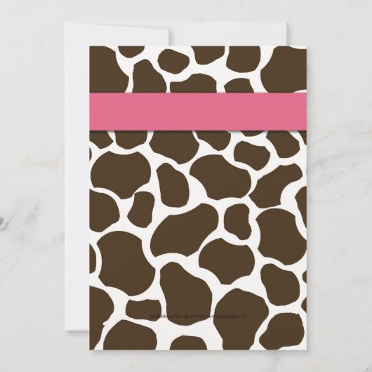 ピンクの女の赤ちゃんの誕生の発表のキリンパターン 案内状 (裏面)