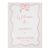 ピンクの女モダンの子の弓の赤ちゃんシャワーへようこそ ポスター (正面)