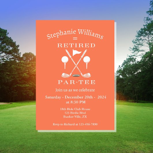 ピンクの女モダン性の退職ゴルフエンブレムクラブ 招待状
