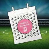 ピンクの女子サッカー誕生日パーティー フェイバーバッグ
