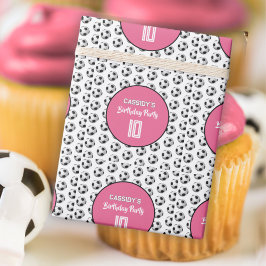 ピンクの女子サッカー誕生日パーティー ラッピングペーパー