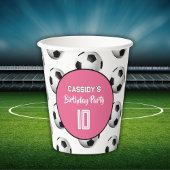 ピンクの女子サッカー誕生日パーティー 紙コップ