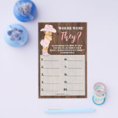 ピンクの女性のカーボーイどこ彼らは赤ちゃんシャワーゲームカード チラシ (シングル)