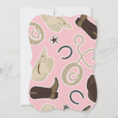 ピンクの女性のカーボーイのテーマの誕生日のパーティの招待状 招待状 (裏面)
