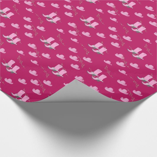 ピンクの女性のカーボーイのブーツおよび帽子 ラッピングペーパー (角)